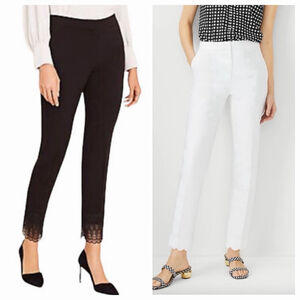 Ann Taylor Bundle Lot Womens Spring Career Pants Lace Scalloped Sz 6 White Black